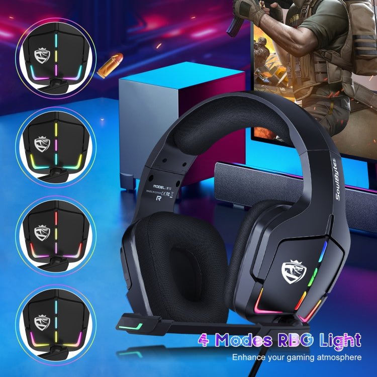 Soulbytes S12 USB + 3.5mm 4 Pin Adjustable RGB Light Gaming Headset with Mic (Black) - Multimedia Headset by Soulbytes | Online Shopping UK | buy2fix