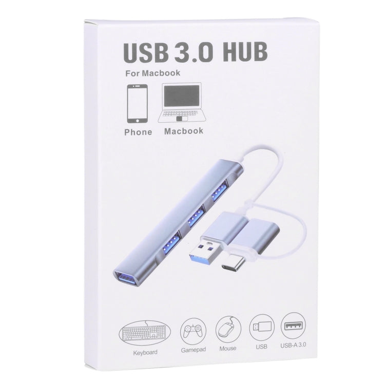 A-806 5 in 1 USB 3.0 and Type-C / USB-C to USB 3.0 HUB Adapter - Computer & Networking by buy2fix | Online Shopping UK | buy2fix