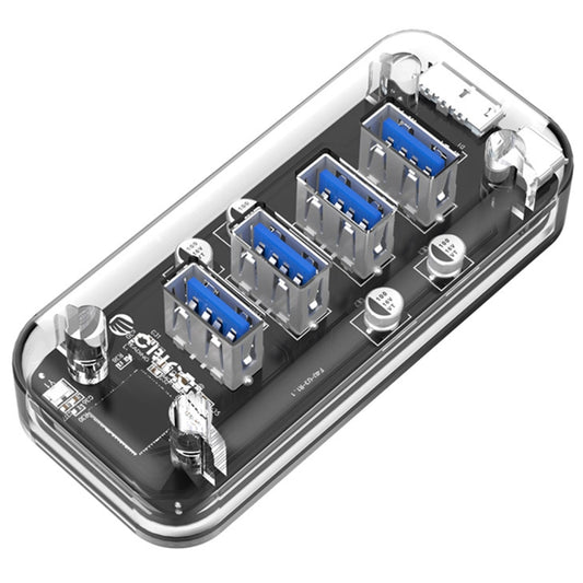 ORICO F4U 4 x USB 3.0 Ports 5Gbps Fast Transmission Desktop HUB with Blue LED Indicator Light(Transparent) - USB 3.0 HUB by ORICO | Online Shopping UK | buy2fix