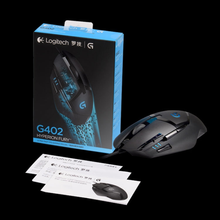 Logitech G402 USB Interface 8-keys 4000DPI Five-speed Adjustable High-speed Tracking Wired Optical Gaming Mouse, Length: 2m (Black) - Wired Mice by Logitech | Online Shopping UK | buy2fix