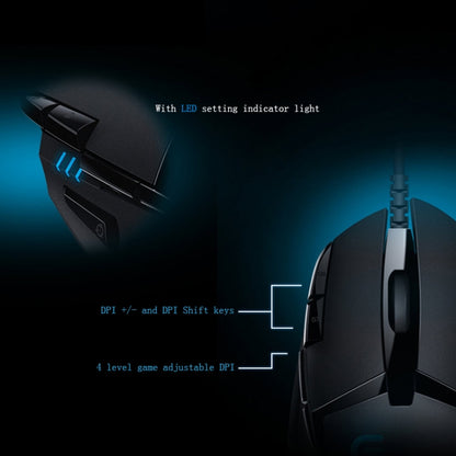 Logitech G402 USB Interface 8-keys 4000DPI Five-speed Adjustable High-speed Tracking Wired Optical Gaming Mouse, Length: 2m (Black) - Wired Mice by Logitech | Online Shopping UK | buy2fix