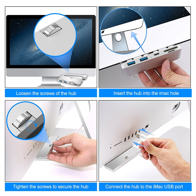 Rocketek For iMac Type-C / USB-C + Dual USB3.0 + SD / TF Multi-function HUB Expansion Dock - USB HUB by ROCKETEK | Online Shopping UK | buy2fix