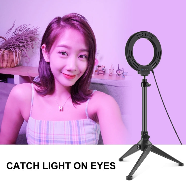 PULUZ 4.7 inch 12cm USB 10 Modes 8 Colors RGBW Dimmable LED Ring Vlogging Photography Video Lights + Desktop Tripod  Mount with Cold Shoe Tripod Ball Head(Black) - Ring Light by PULUZ | Online Shopping UK | buy2fix