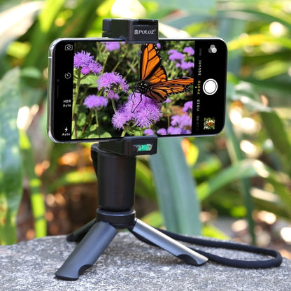 PULUZ Folding Plastic Tripod + Vlogging Live Broadcast Handheld Grip ABS Mount with Cold Shoe & Wrist Strap for iPhone, Galaxy, Huawei, Xiaomi, Sony, HTC, Google and other Smartphones - Desktop Holder by PULUZ | Online Shopping UK | buy2fix