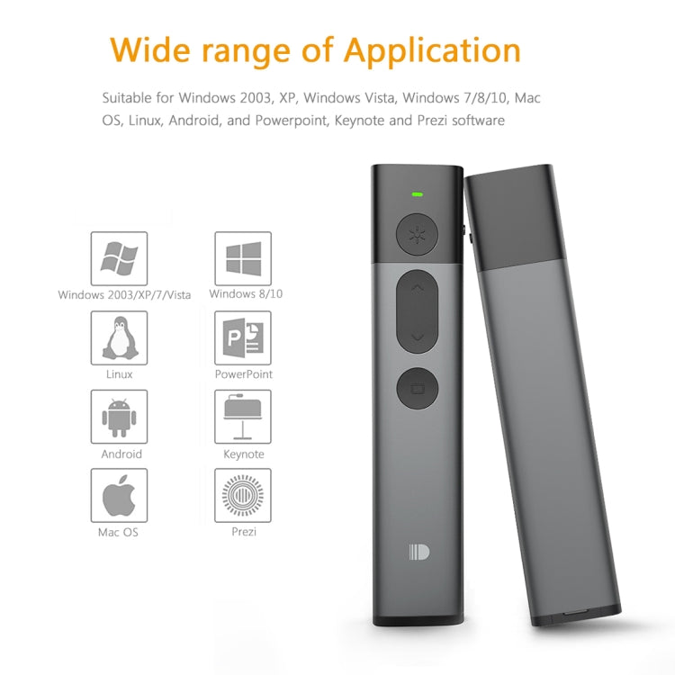 Doosl DSIT032 2.4GHz Wireless Presenter PowerPoint Clicker Representation Remote Control Green Laser Pointer, Control Distance: 100m -  by DOOSL | Online Shopping UK | buy2fix