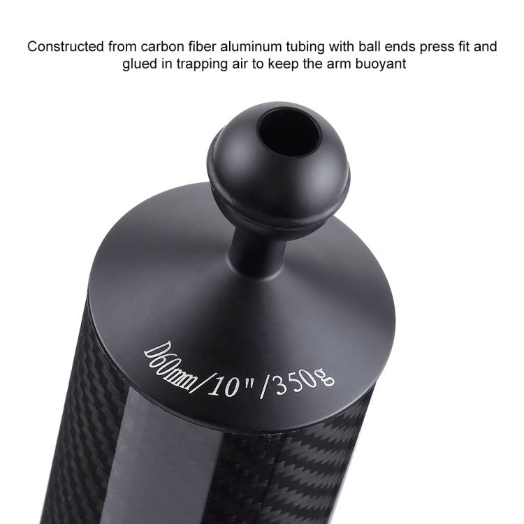 PULUZ 10.82 inch 27.5cm Length 60mm Diameter Dual Balls Carbon Fiber Floating Arm, Ball Diameter: 25mm, Buoyancy: 350g - Camera Accessories by PULUZ | Online Shopping UK | buy2fix