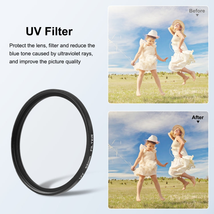 PULUZ 52mm UV Lens Filter for GoPro Hero11 Black / HERO10 Black / HERO9 Black, with Adapter Ring - DJI & GoPro Accessories by PULUZ | Online Shopping UK | buy2fix