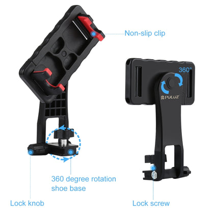 PULUZ 360 Degree Rotating Horizontal Vertical Shooting Phone ABS Clamp Holder Bracket For iPhone, Galaxy, Huawei, Xiaomi, Sony, HTC, Google and other Smartphones (Black) - Desktop Holder by PULUZ | Online Shopping UK | buy2fix