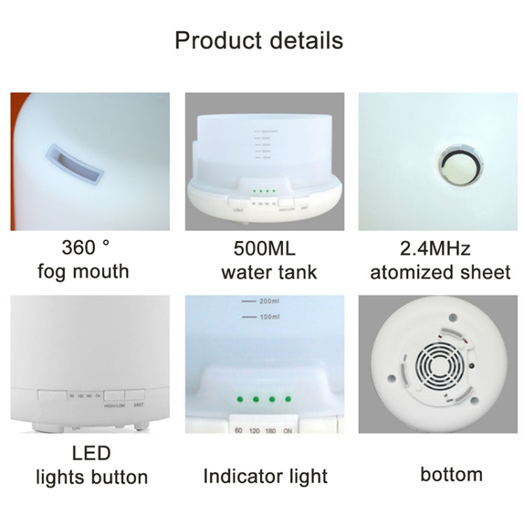 Ultrasonic Aroma Diffuser with Colorful LED Lights (US Plug)(White) - Home & Garden by buy2fix | Online Shopping UK | buy2fix