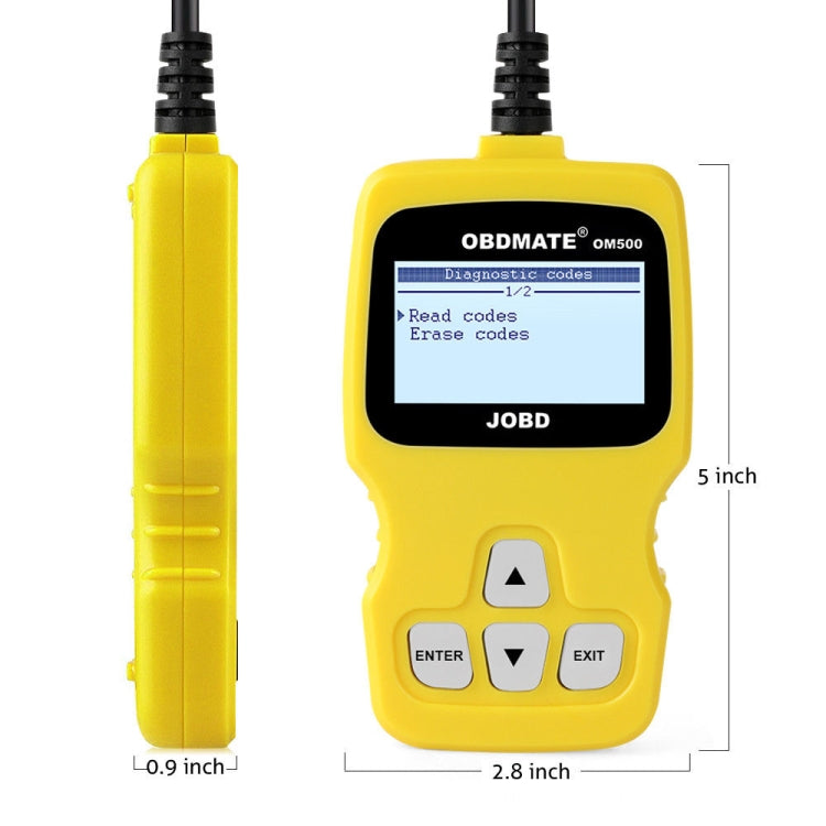 OBDMATE OM500 OBDII / EOBD / JOBD Code Reader(Yellow) - In Car by buy2fix | Online Shopping UK | buy2fix