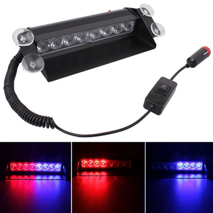 8W 800LM 8-LED Red + Blue Light 3-Modes Adjustable Angle Car Strobe Flash Dash Emergency Light Warning Lamp with Suckers, DC 12V - In Car by buy2fix | Online Shopping UK | buy2fix