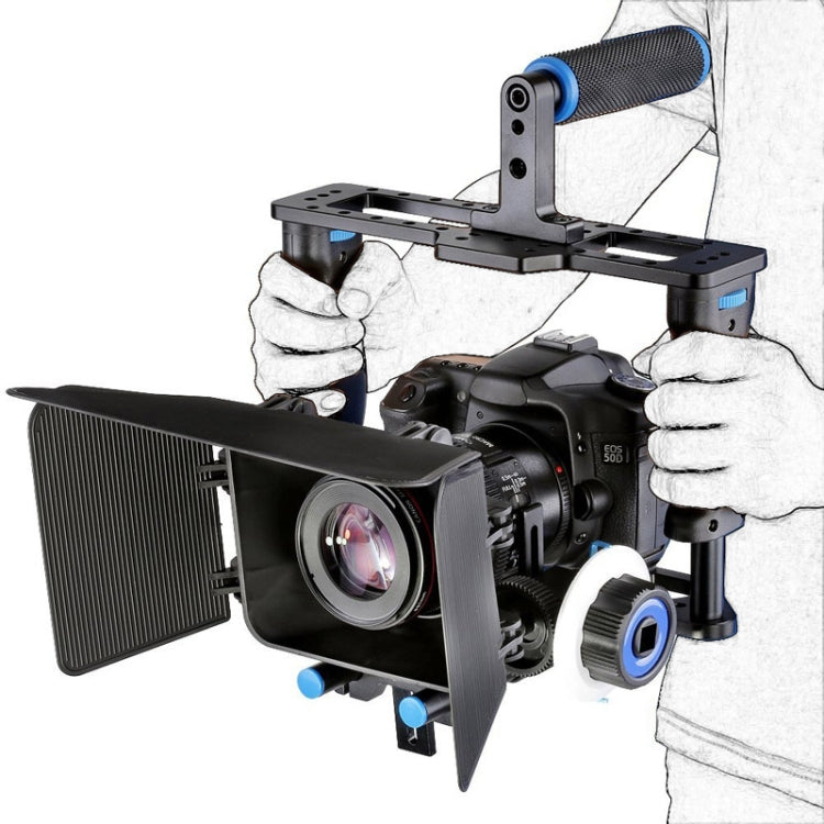 YELANGU YLG1103A-B Large Handle Video Camera Cage Stabilizer + Matte Box Kit for DSLR Camera / Video Camera - Camera Cage by YELANGU | Online Shopping UK | buy2fix