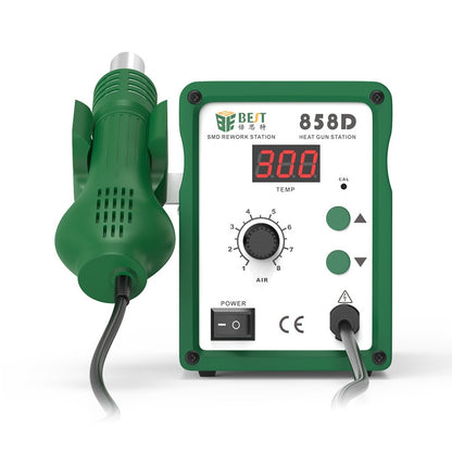 BEST BST-858D+ AC 220V 50Hz 650W LED Displayer Adjustable Temperature Unleaded Hot Air Gun with Helical Wind(Green) - Heat Guns by buy2fix | Online Shopping UK | buy2fix