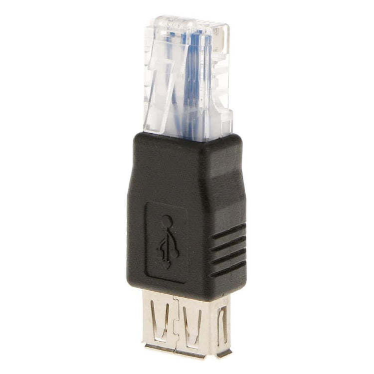 RJ45 Male to USB AF Adapter(Black) - USB Adapter by buy2fix | Online Shopping UK | buy2fix