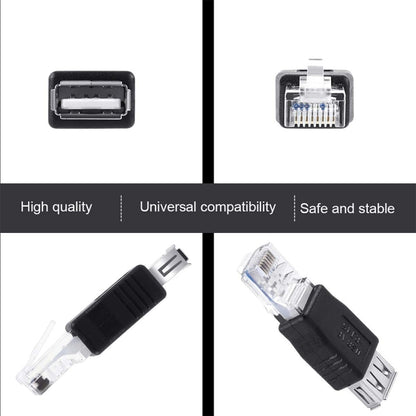 RJ45 Male to USB AF Adapter(Black) - USB Adapter by buy2fix | Online Shopping UK | buy2fix