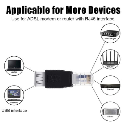 RJ45 Male to USB AF Adapter(Black) - USB Adapter by buy2fix | Online Shopping UK | buy2fix