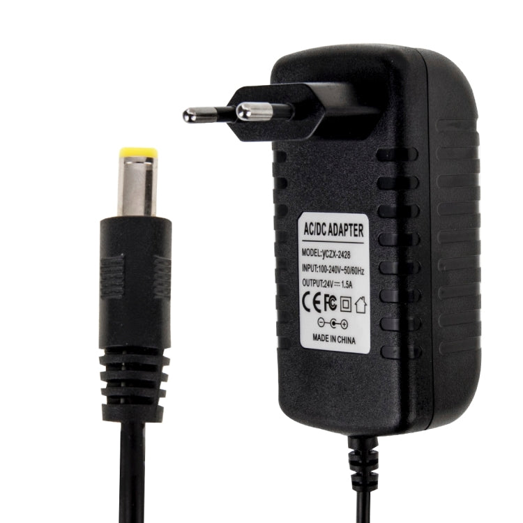 EU Plug AC 100-240V to DC 24V 1.5A Power Adapter, Tips: 5.5 x 2.1mm, Cable Length: about 1.2m(Black) - Consumer Electronics by buy2fix | Online Shopping UK | buy2fix