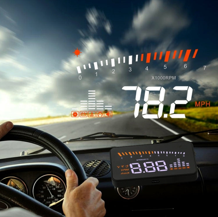 X5 HUD 3 inch Universal Multi Car Head Up Display with OBDII EOBD System, Light Sensors, Rotation Speed, Rotation Speed Unit, Unit Mark, Voltage, Water Temperature, Alarm mark(Black) - Head Up Display System by buy2fix | Online Shopping UK | buy2fix