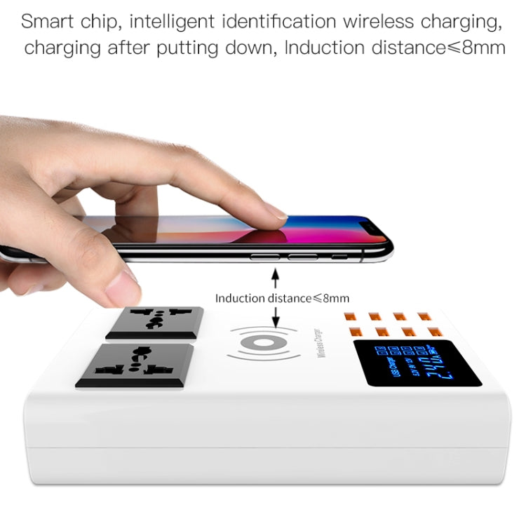 YC-CDA10W 10W Multi Port USB Intelligent Digital Display Fast Charging Wireless Charger, EU Plug - Multifunction Charger by buy2fix | Online Shopping UK | buy2fix