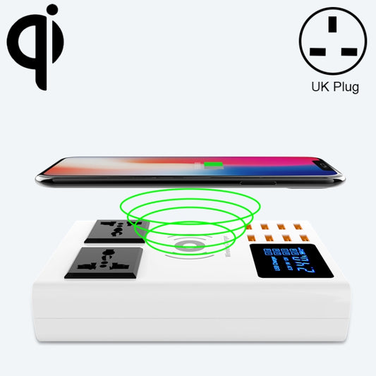 YC-CDA10W 10W Multi Port USB Intelligent Digital Display Fast Charging Wireless Charger, UK Plug - Multifunction Charger by buy2fix | Online Shopping UK | buy2fix