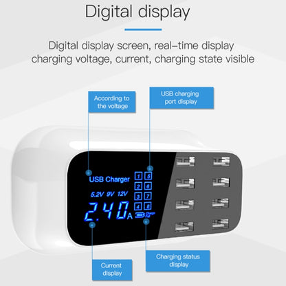 YC-CDA19A 8-port USB Multi-function 40W Intelligent Digital Display Fast Charging Dock, US Plug - Multifunction Charger by buy2fix | Online Shopping UK | buy2fix