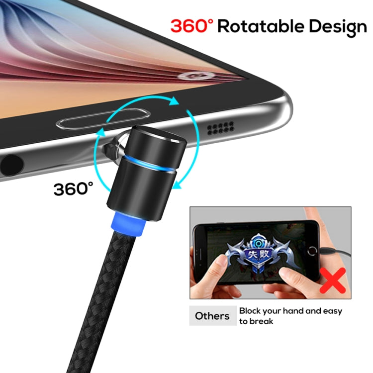 TOPK 1m 2.4A Max USB to Micro USB 90 Degree Elbow Magnetic Charging Cable with LED Indicator(Black) - Mobile Accessories by TOPK | Online Shopping UK | buy2fix