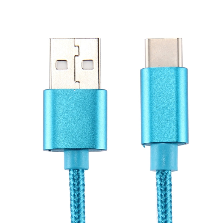 Knit Texture USB to USB-C / Type-C Data Sync Charging Cable, Cable Length: 2m, 3A Output(Blue) - USB-C & Type-C Cable by buy2fix | Online Shopping UK | buy2fix