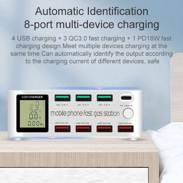 818D 8 In 1 Multi-function USB Charging Station Smart Socket Holder Stand - Multifunction Charger by buy2fix | Online Shopping UK | buy2fix