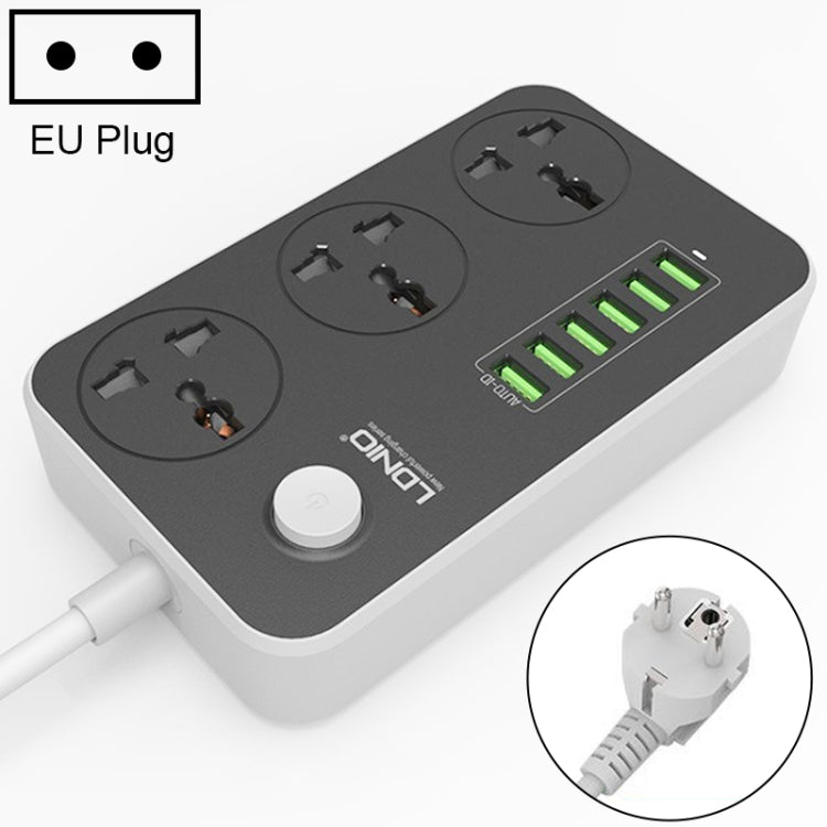 LDNIO SC3604 6 x USB Ports Multi-function Travel Home Office Socket, Cable Length: 2m, EU Plug - Extension Socket by LDNIO | Online Shopping UK | buy2fix