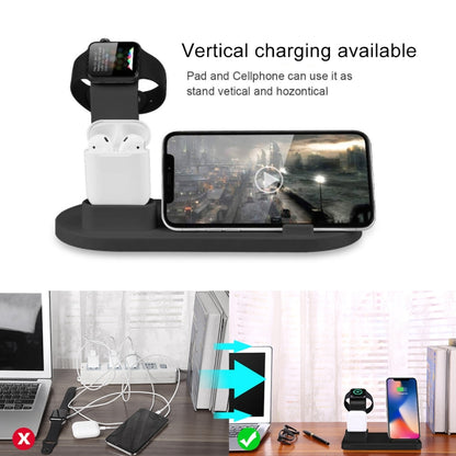 HQ-UD15 5 in 1 Micro USB + USB-C / Type-C + 8 Pin Interface Phone Charging Base with 8 Pin Earphone Charging Interface & Watch Stand (Black) - Multifunction Charger by buy2fix | Online Shopping UK | buy2fix