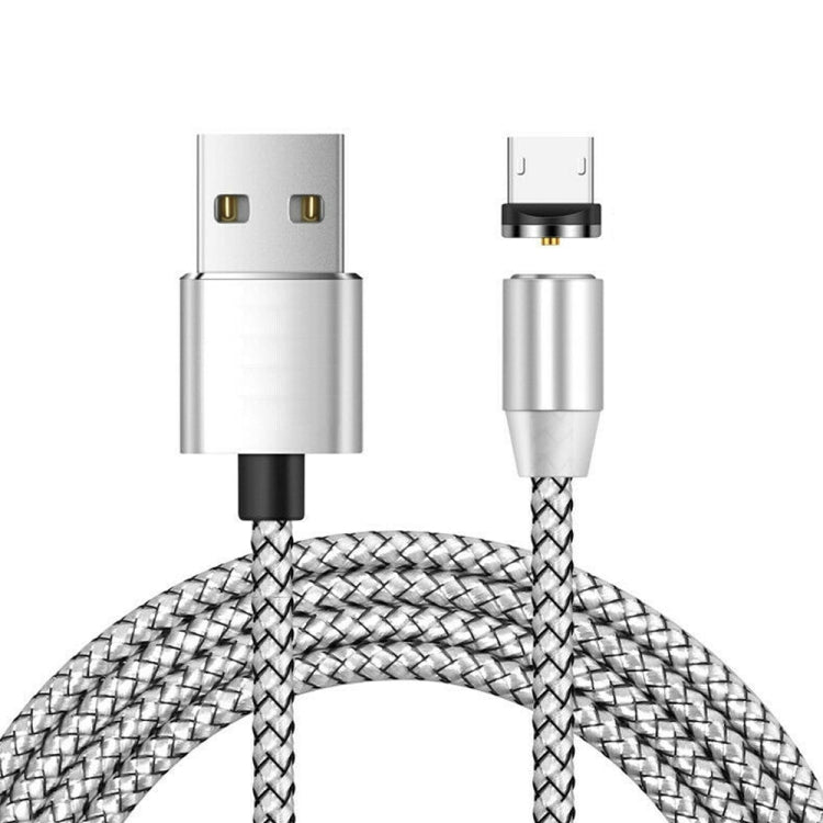 USB to Micro USB Magnetic Metal Connector Nylon Two-color Braided Magnetic Data Cable, Cable Length: 1m(Silver) - Mobile Accessories by buy2fix | Online Shopping UK | buy2fix