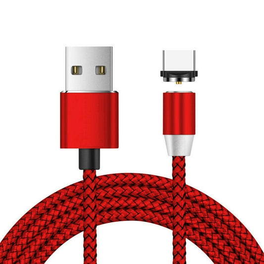 USB to USB-C / Type-C Magnetic Metal Connector Nylon Two-color Braided Magnetic Data Cable, Cable Length: 1m(Red) - Mobile Accessories by buy2fix | Online Shopping UK | buy2fix