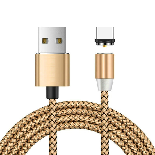 USB to USB-C / Type-C Magnetic Metal Connector Nylon Two-color Braided Magnetic Data Cable, Cable Length: 1m(Gold) - Mobile Accessories by buy2fix | Online Shopping UK | buy2fix