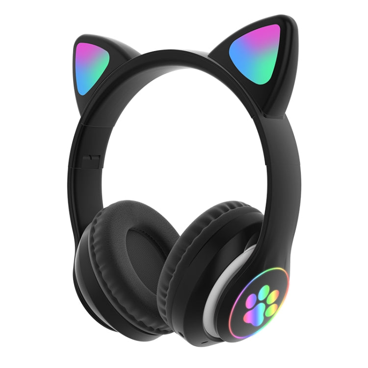 T&G TN-28 3.5mm Bluetooth 5.0 Dual Connection RGB Cat Ear Bass Stereo Noise-cancelling Headphones Support TF Card With Mic(Black) - Headset & Headphone by T&G | Online Shopping UK | buy2fix