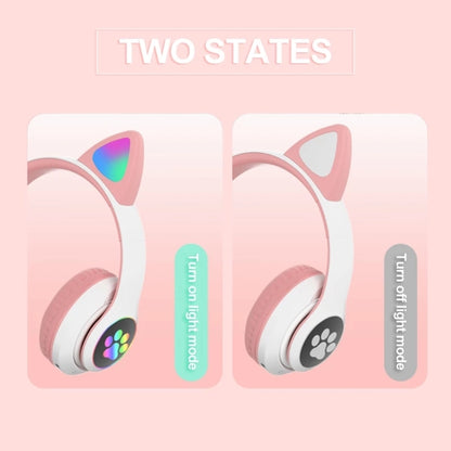 T&G TN-28 3.5mm Bluetooth 5.0 Dual Connection RGB Cat Ear Bass Stereo Noise-cancelling Headphones Support TF Card With Mic(Pink) - Headset & Headphone by T&G | Online Shopping UK | buy2fix