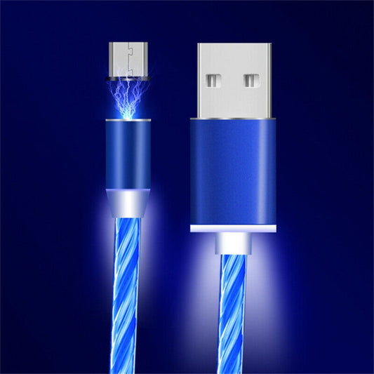 USB to Micro USB 360-degree Magnetic Attraction Colorful Streamer Data Cable, Cable Length: 1m(Blue) - Mobile Accessories by buy2fix | Online Shopping UK | buy2fix