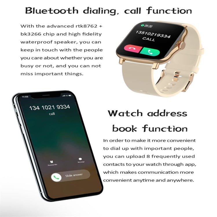 FM08 1.69 inch Color Screen Smart Watch IP67 Waterproof,Support Heart Rate Monitoring/Blood Pressure Monitoring/Blood Oxygen Monitoring/Sleep Monitoring(Gold) - Smart Wear by buy2fix | Online Shopping UK | buy2fix