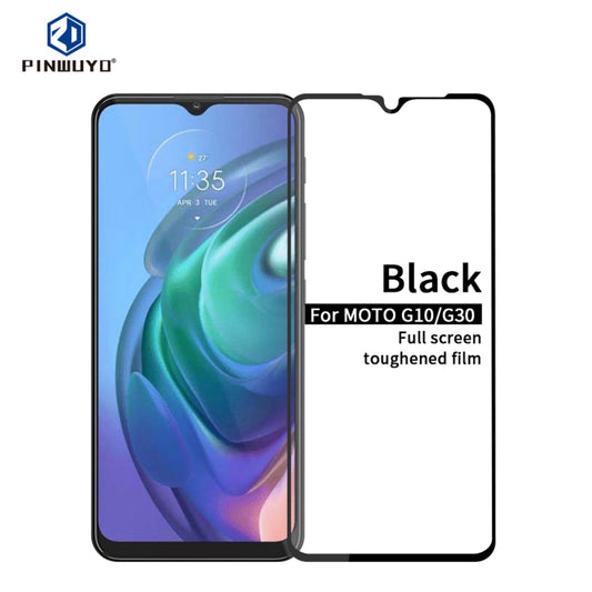 For Motorola Moto G10 / G30 PINWUYO 9H 2.5D Full Screen Tempered Glass Film(Black) - Motorola Tempered Glass by PINWUYO | Online Shopping UK | buy2fix