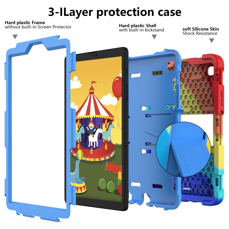 For Samsung Galaxy Tab A7 Lite T220 / T225 Two-Color Robot Shockproof Silicone + PC Protective Case with Holder(Rainbow+Blue) - Samsung Accessories by buy2fix | Online Shopping UK | buy2fix