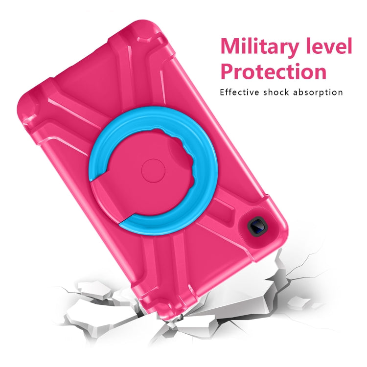 For Galaxy Tab A7 Lite T220/T225 PC + Silicone Shockproof Combination Case with 360 Degree Rotating Holder & Handle(Rose Red+Blue) - Tab A7 Lite T220 / T225 by buy2fix | Online Shopping UK | buy2fix