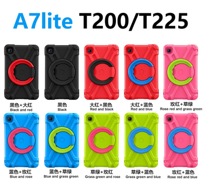 For Galaxy Tab A7 Lite T220/T225 PC + Silicone Shockproof Combination Case with 360 Degree Rotating Holder & Handle(Black+Red) - Tab A7 Lite T220 / T225 by buy2fix | Online Shopping UK | buy2fix