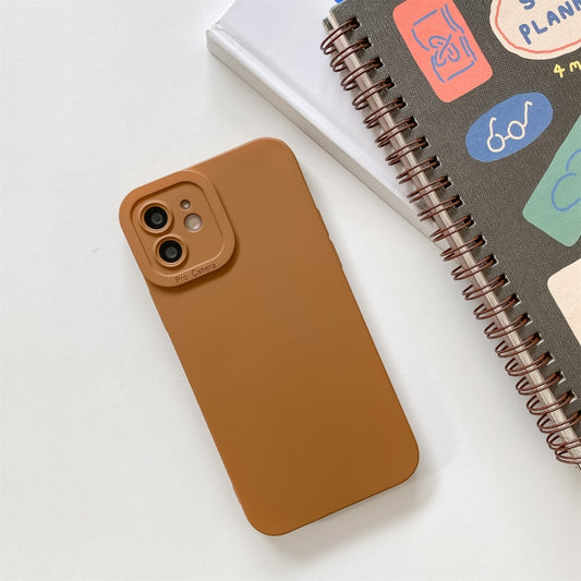 For iPhone 11 Straight Side Liquid Silicone Phone Case (Brown) - iPhone 11 Cases by buy2fix | Online Shopping UK | buy2fix
