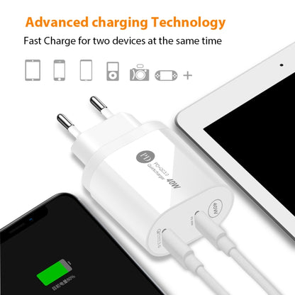 002 40W Dual Port PD / Type-C Fast Charger with USB-C to 8 Pin Data Cable, UK Plug(White) - Apple Accessories by buy2fix | Online Shopping UK | buy2fix