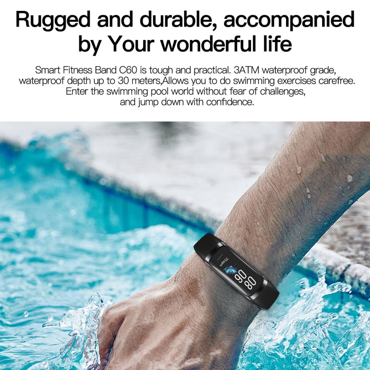 C60 IP67 Waterproof 1.1 inch Smart Fitness Band(Purple) - Smart Wear by buy2fix | Online Shopping UK | buy2fix