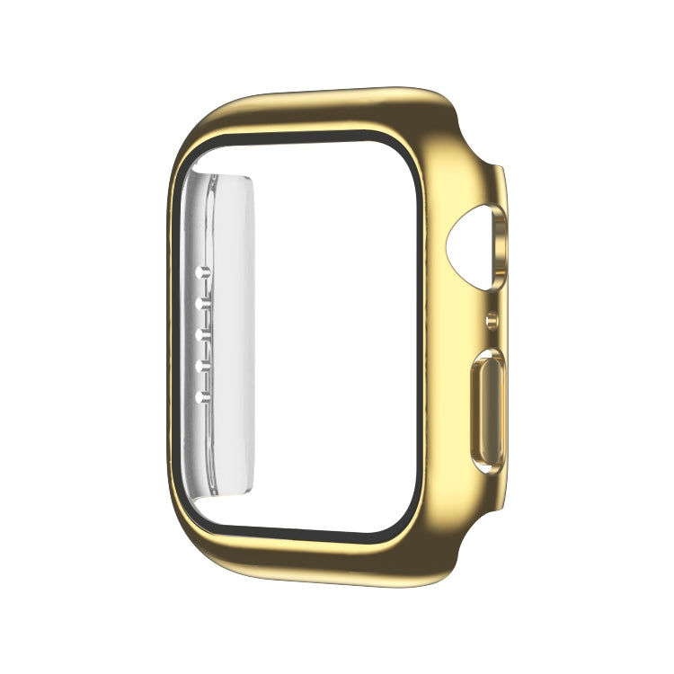 Electroplating Monochrome PC+Tempered Film Watch Case For Apple Watch Series 6/5/4/SE 44mm(Gold) - Watch Cases by buy2fix | Online Shopping UK | buy2fix