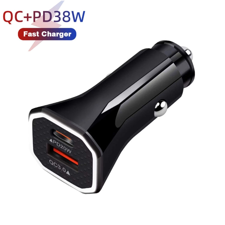 TE-P22 38W PD USB-C / Type-C + QC3. 0 USB Car Charger with 1m USB-C / Type-C to 8 Pin Data Cable(Black) - Apple Accessories by buy2fix | Online Shopping UK | buy2fix