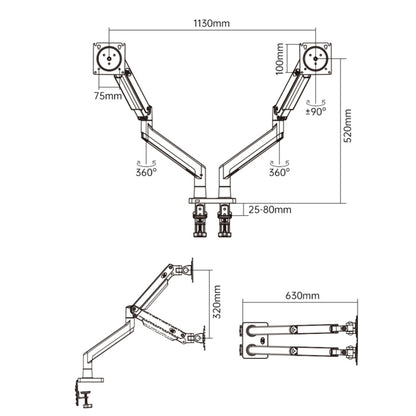 NORTH BAYOU NB G32 Aluminum Alloy Dual Monitor Mount Gas Spring Arm Full Motion Holder for 22- 32 inch LCD LED - Consumer Electronics by buy2fix | Online Shopping UK | buy2fix