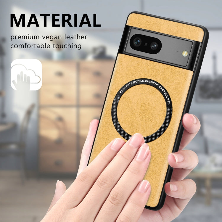 For Google Pixel 7 Solid Color Magsafe Leather Phone Case(yellow) - Google Cases by buy2fix | Online Shopping UK | buy2fix