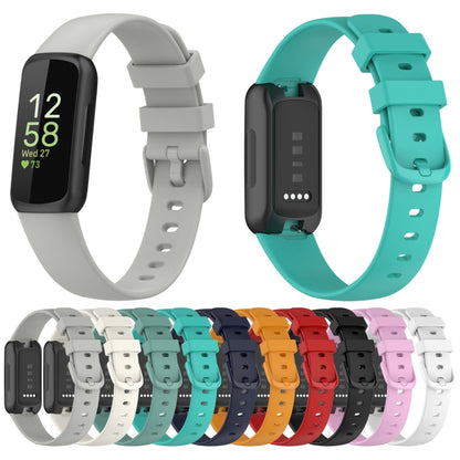 For Fitbit Inspire 3 Solid Color Silicone Watch Band, Size:S(Black) - Watch Bands by buy2fix | Online Shopping UK | buy2fix