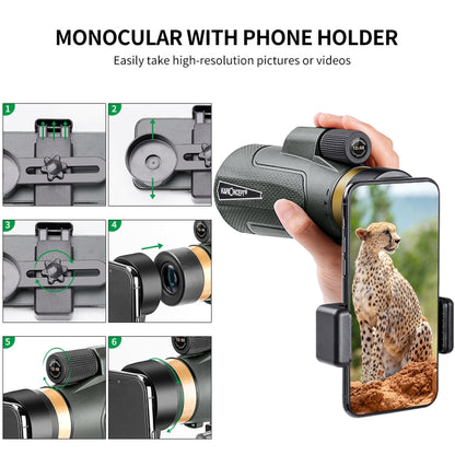 KF33.013 K&F Concept 12X50 Monoculars Adults High Power Monocular Telescope With Smartphone Adapter - Monocular Binoculars by buy2fix | Online Shopping UK | buy2fix